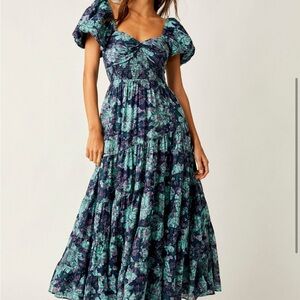 Free People Sundrenched Blue and Purple Maxi Dress